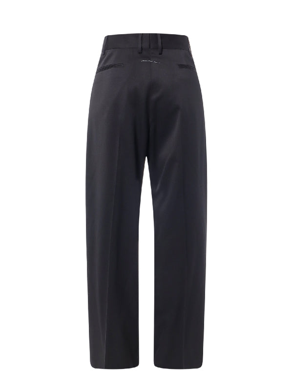 Black Wool Blend Tailored Pants