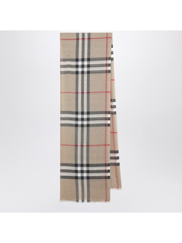 Burberry Beige Checked Wool Mufflers