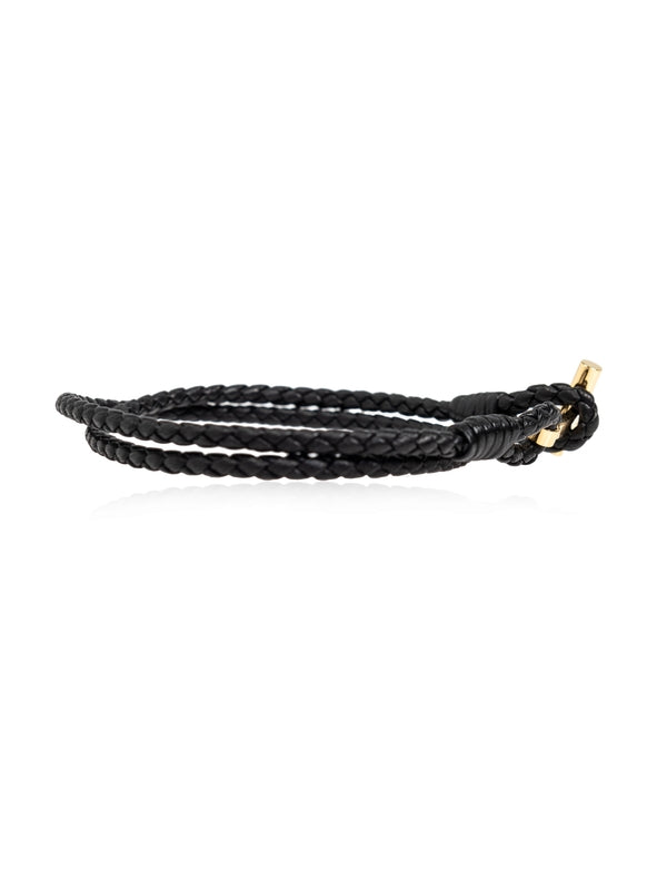 T Logo Braided Leather Bracelet