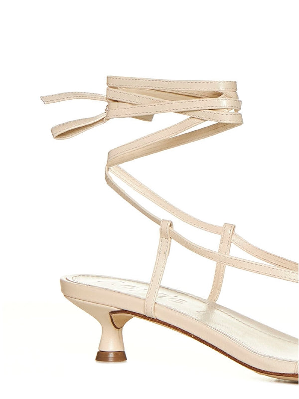 Ankle Strap Leather Sandal Heels