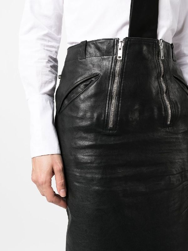 Zipper Decor Leather Skirt