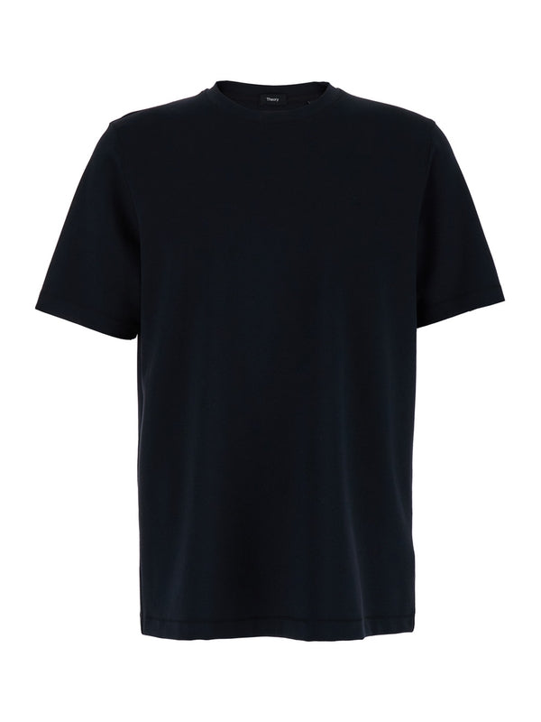 Black Crewneck T-Shirt in Jersey Man Half Sleeve