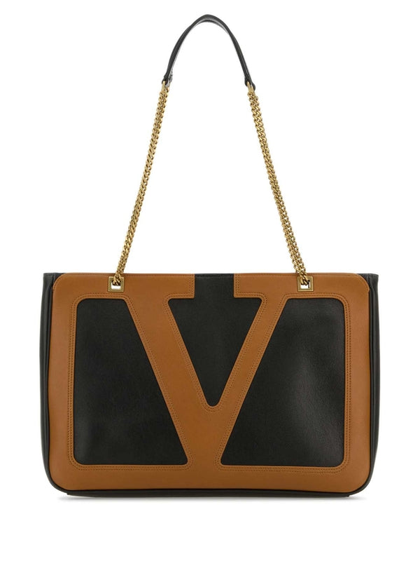 Viva Superstar V Logo Leather Medium Tote
  Bag