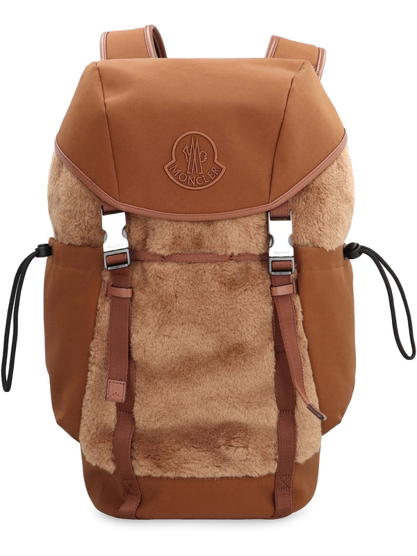 Tech Logo Faux Fur Panel Backpack