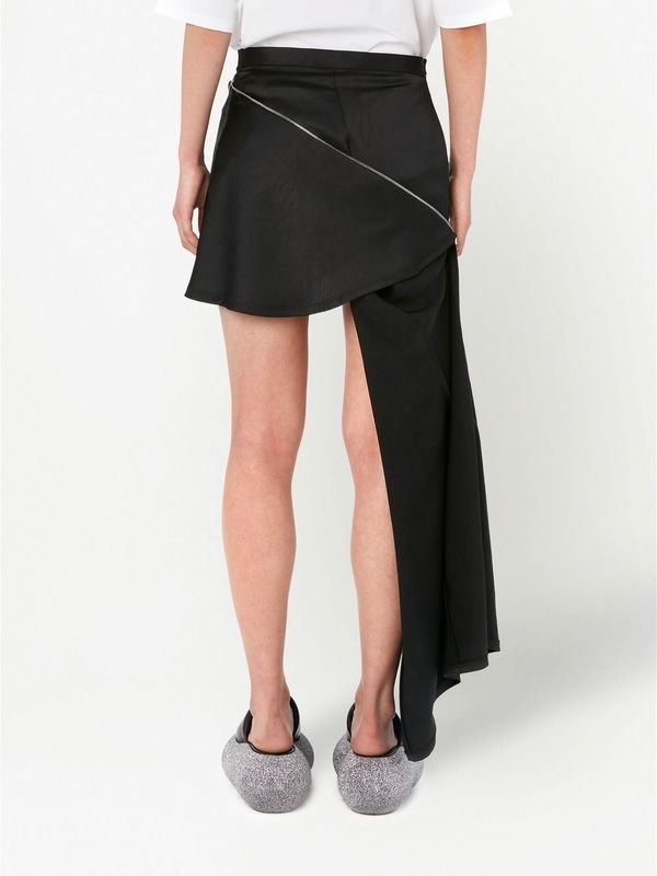 Zipper Detail Asymmetric Skirt