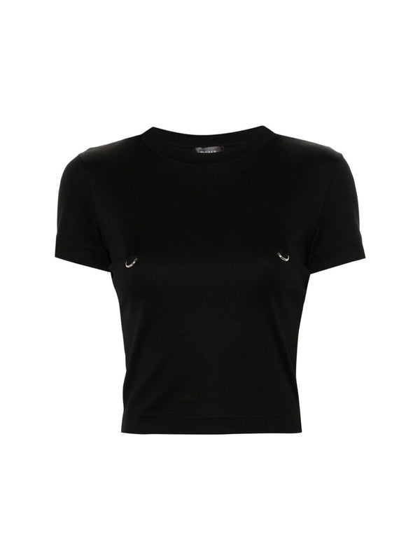 Piercing Detail Crop T-Shirt