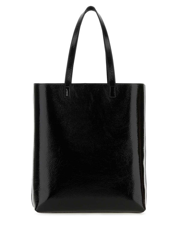 Bold Logo Printed Leather Tote Bag