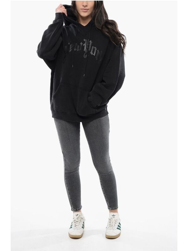 New York Logo Printing Drawstring Cotton Hoodie