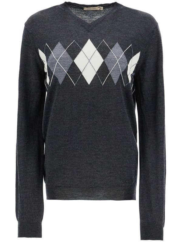 Argyle Check Wool Sweater