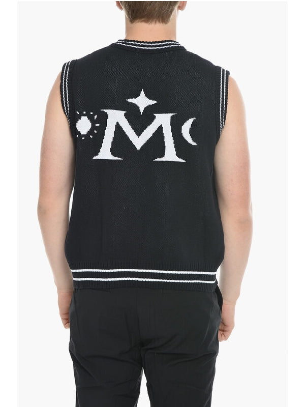Logo Contrast Trimming Knit Vest