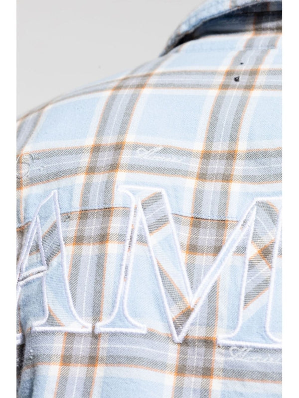 Back Embroidery Logo Check Pattern Shirt