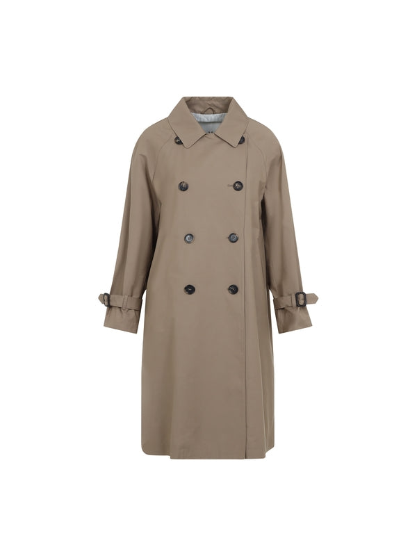 Logo Patch Double Trench Coat