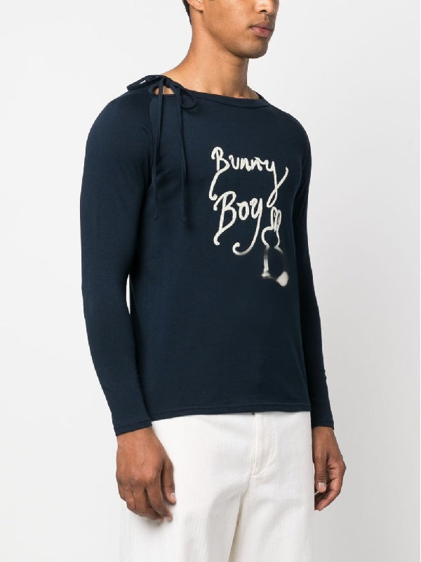 Bunny Boy Slogan String Detail Top