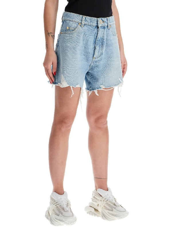 Back Logo Distressed Denim Shorts - Jente