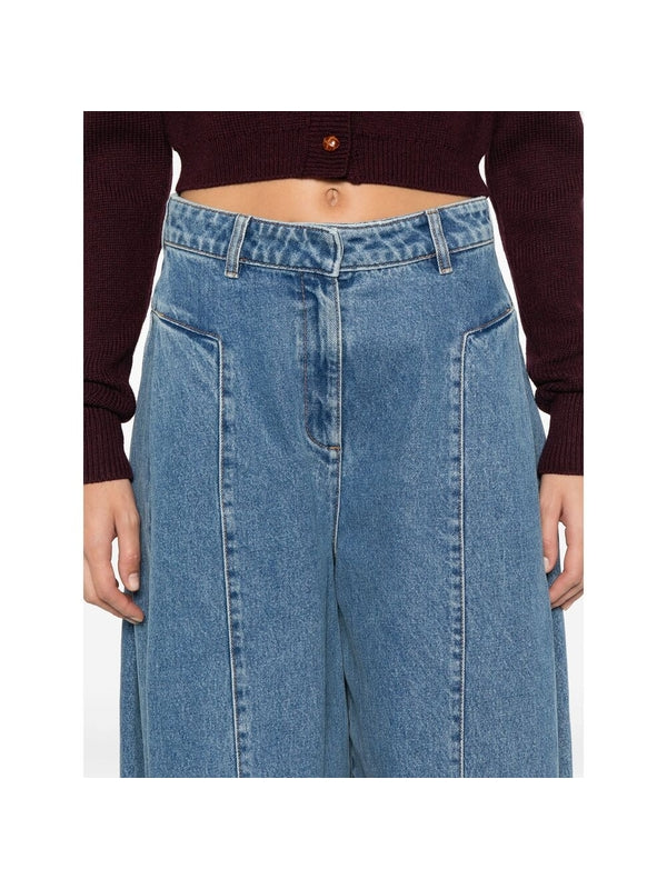 Wide Cotton Denim Pants