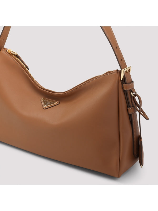 Aimee Triangle Logo Calfskin Shoulder Bag