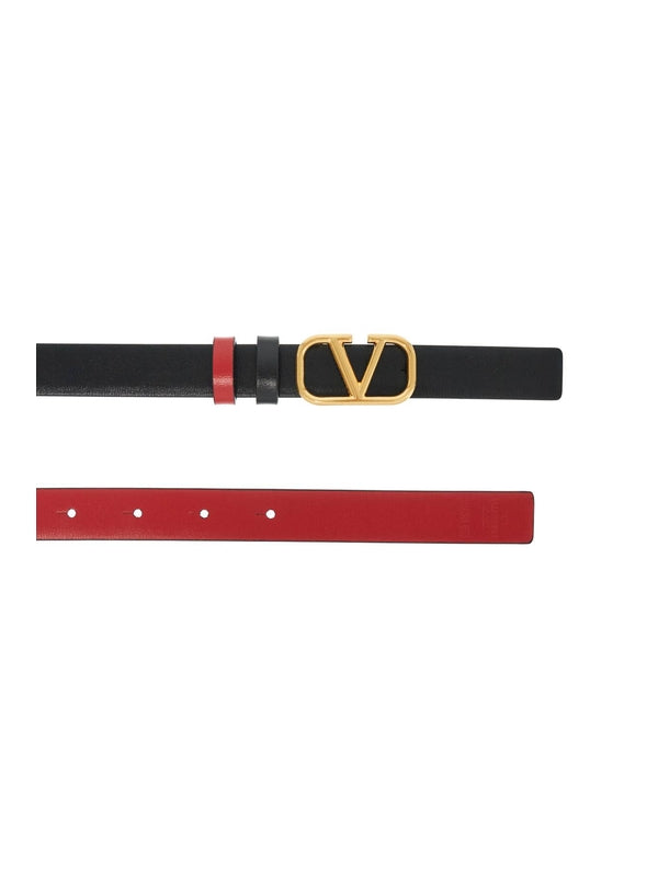 V Logo Reversible Leather Belt