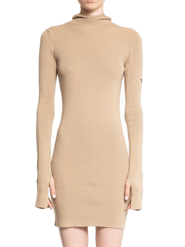 Wool Silk Hooded Knit Dress