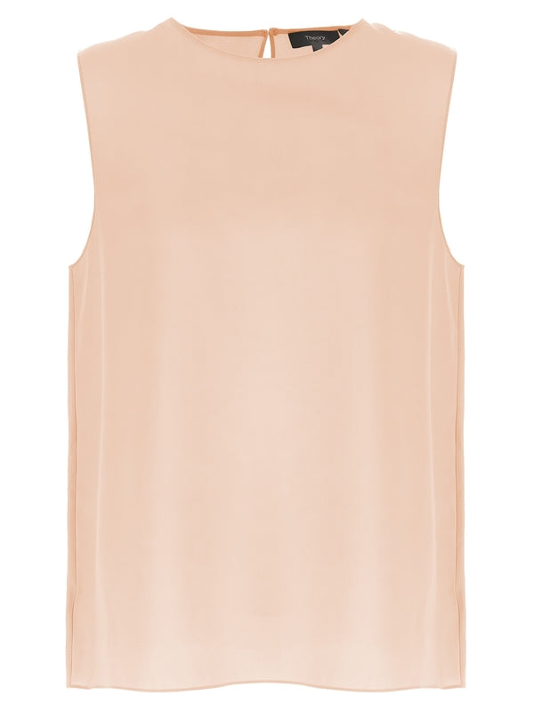 Crewneck Silk
  Sleeveless Top