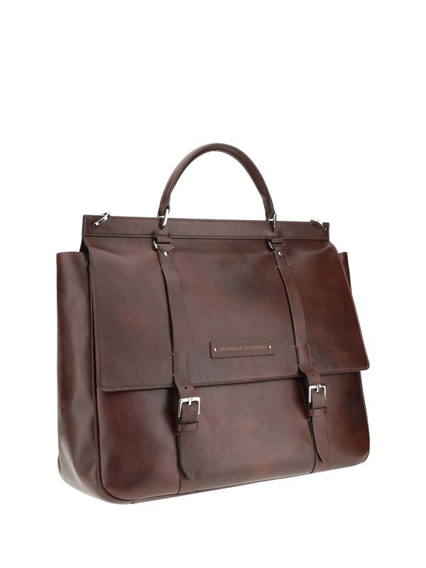 Logo Patch Leather Briefcase