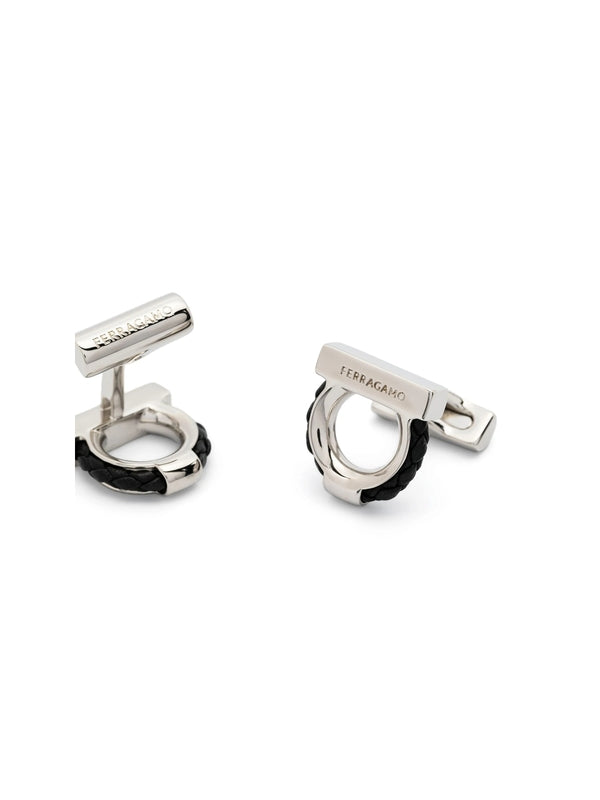Ferragamo Silver Black Cufflinks