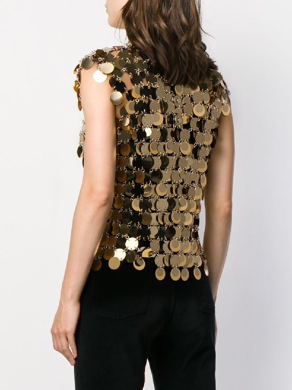 Gold Sequin Chainmail Top