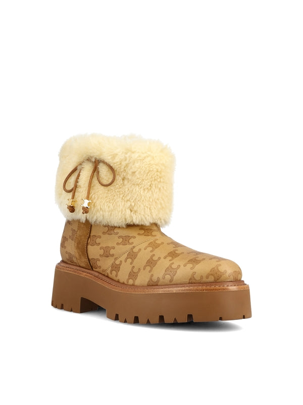 Triomphe Logo Shearling Ankle Boots