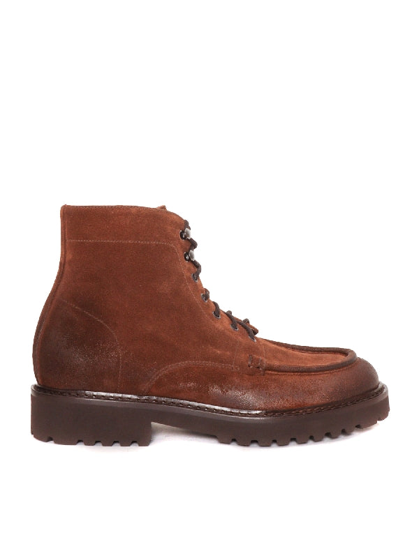 Suede Ankle Lace-Up Boots