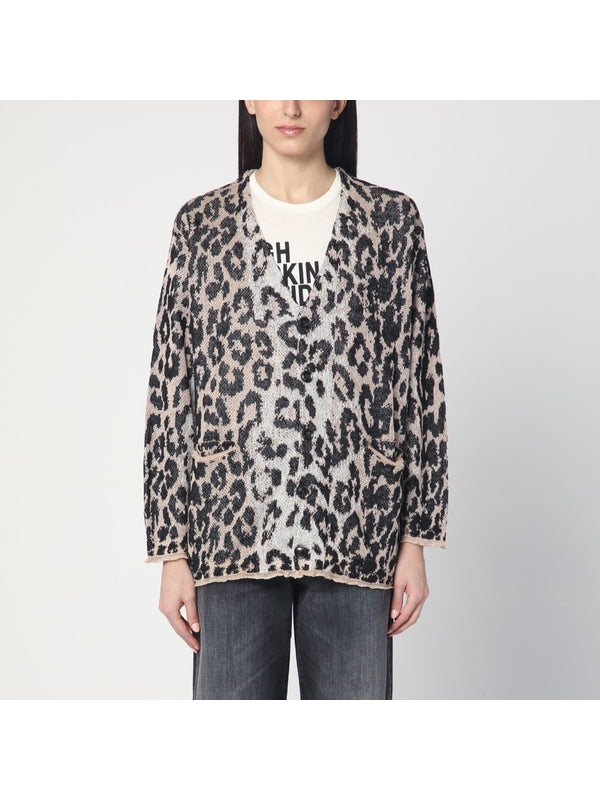 Leopard Printed Linen Cardigan