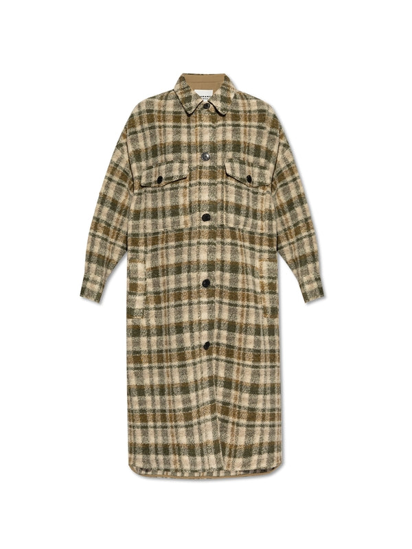 Fontizi Check Pattern Wool Coat