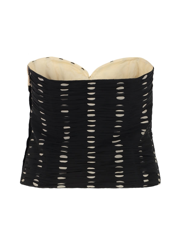 Bow Detail Dot Sleeveless Top