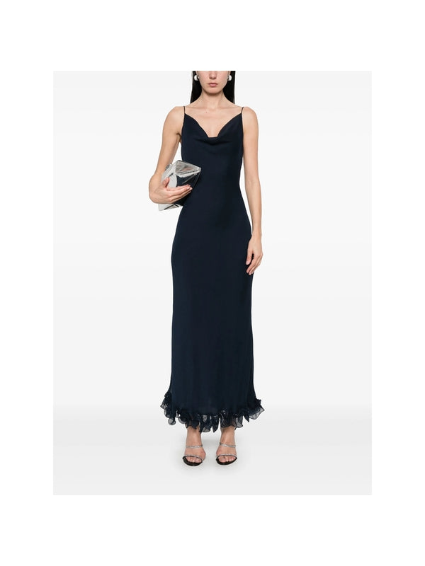 Ruffle Trimmed Chiffon Long Dress