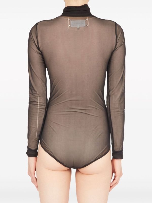 Back Stitch Sheer Bodysuit