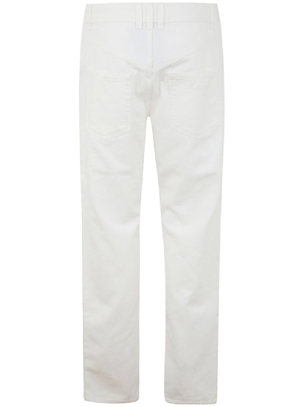 Western Cutout White Denim Pants