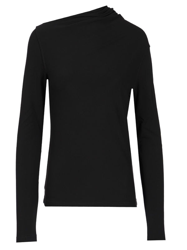 Asymmetric Draped Long Sleeve Top