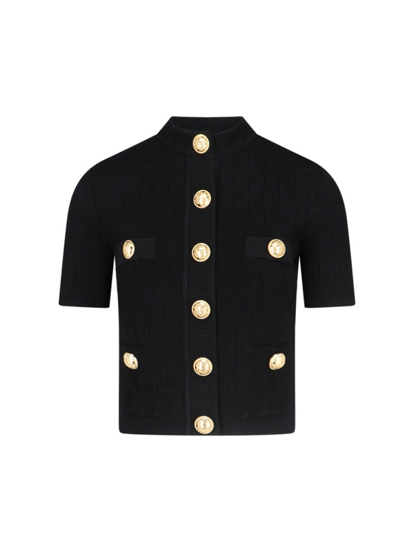 Gold Button Short Sleeve Cardigan