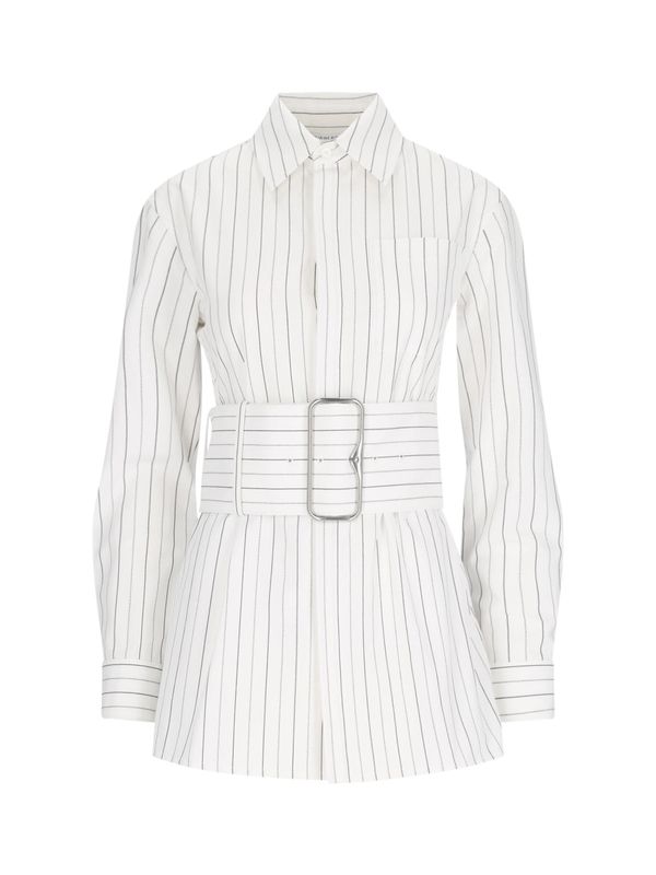 Belt Stripe Cotton Shirt