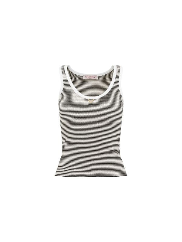 V Logo Stripe Tank Top