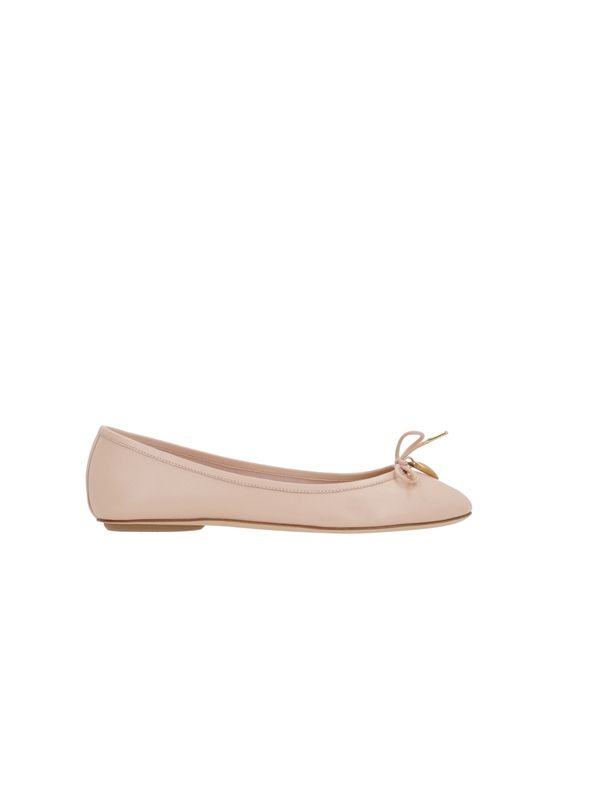 Bow Embellished Leather Flat
  Shoes