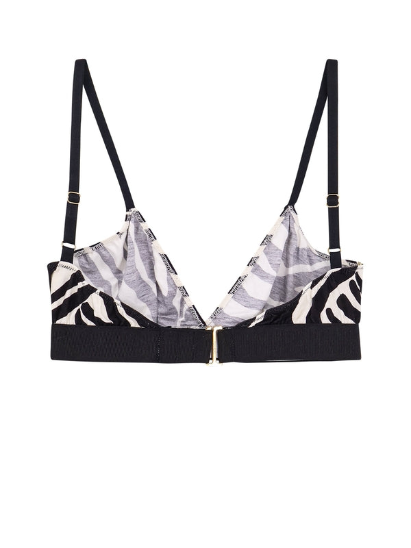 Logo Band Animal Printed Bra