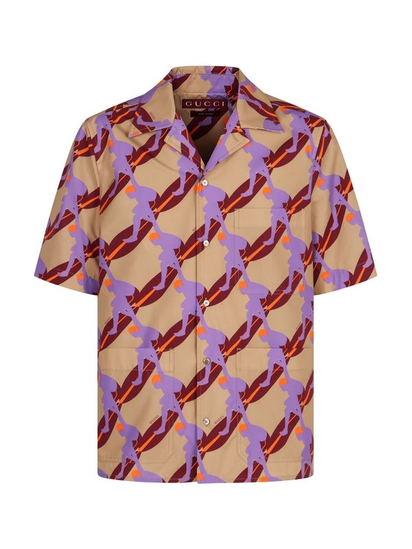 All-Over Printed Cotton Short-Sleeve Shirt