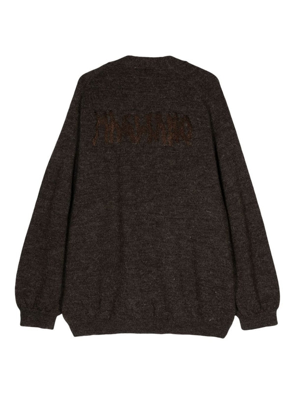 Back Logo Jacquard Wool Cardigan - Jente