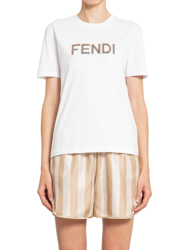 亮片徽标短袖 T 恤