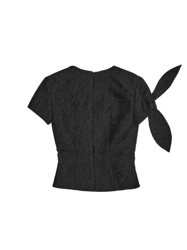 Slant Collar Fitted Blouse Top