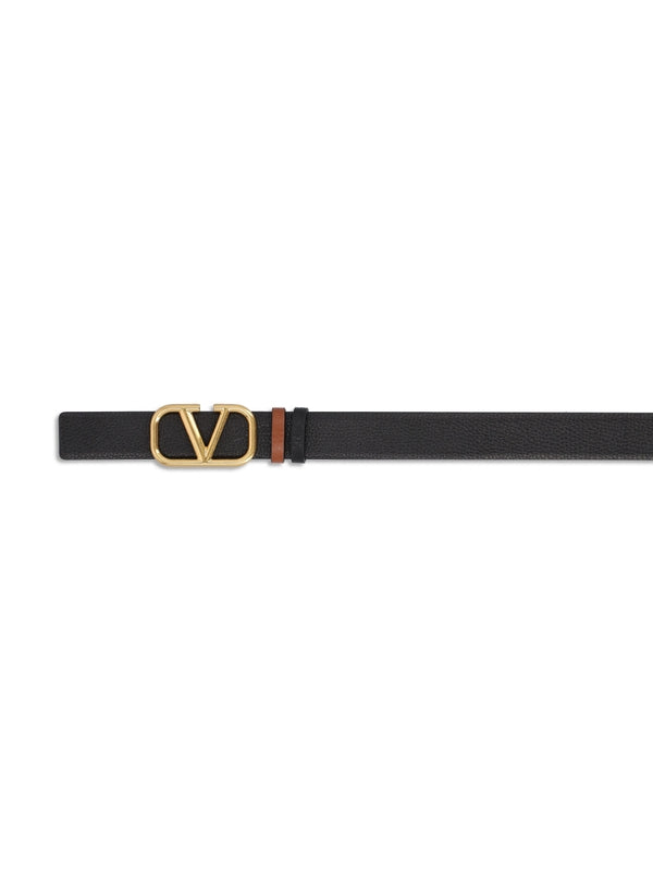 V Logo Reversible Leather Belt