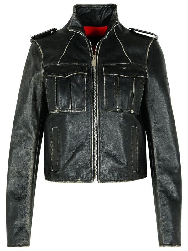 Vintage Effect Leather Jacket