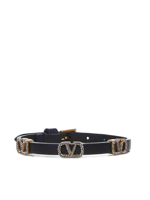 V Logo Crystal Embellished Bracelet