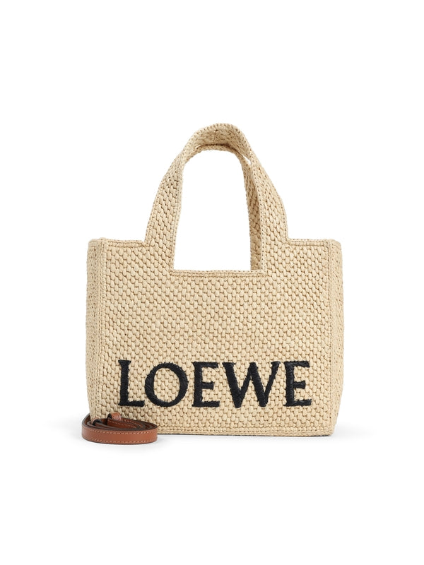 Logo Detail Raffia Small Tote Bag