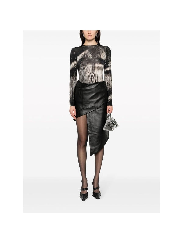 Asymmetric Leather Skirt