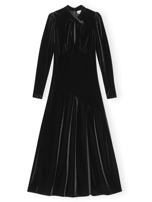 黑色垂坠天鹅绒长裙
